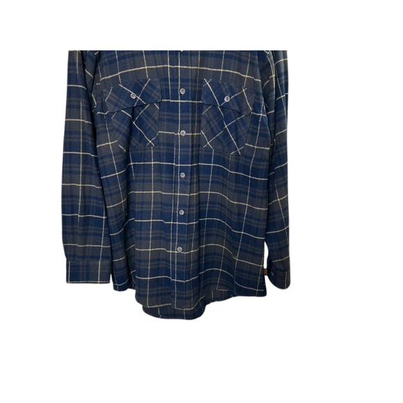 Moose Creek Dark Green & Navy Blue Plaid Button Up Flannel Shirt Men's Large - Picture 3 of 5